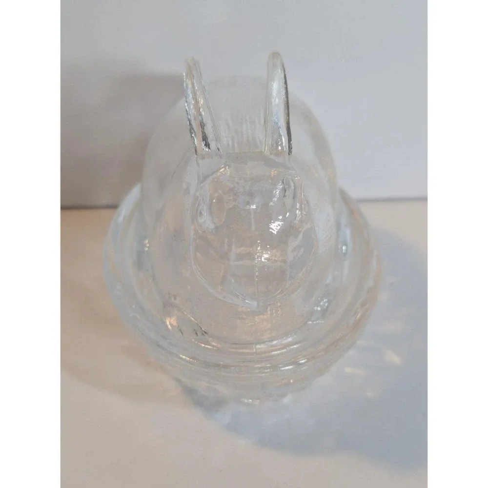 Vintage Clear Bunny on‎ Nest Candy Dish